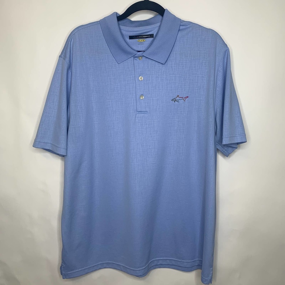Greg Norman Blue Polo Shark Sz XL Crosshatch